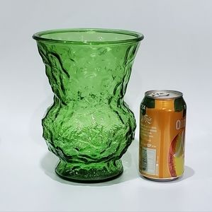 Vntg 8" EO Brody Ohio GreenTextured Glass 6" Diameter Flare Large Vase